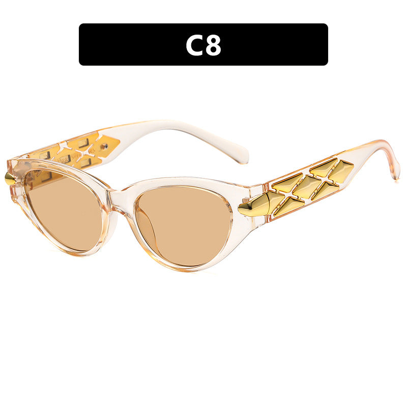 Triangle cat eye sunglasses for women, fashionable small frame sunglasses for street photography, modern retro sunglasses, high-end feel