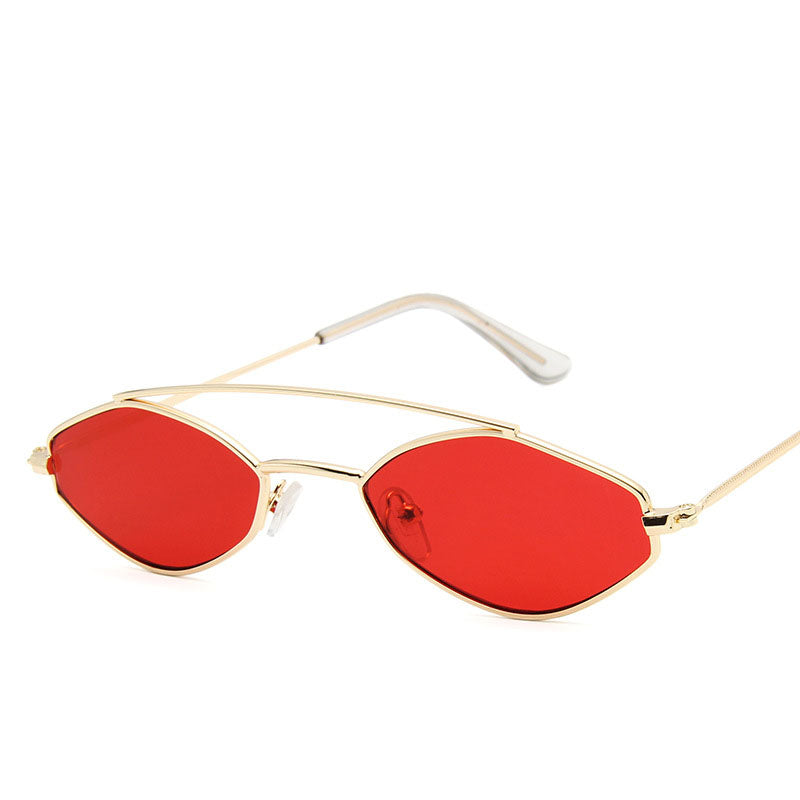 Sunglasses for women, fashionable polygonal small frame sunglasses for men, personalized double bridge glasses