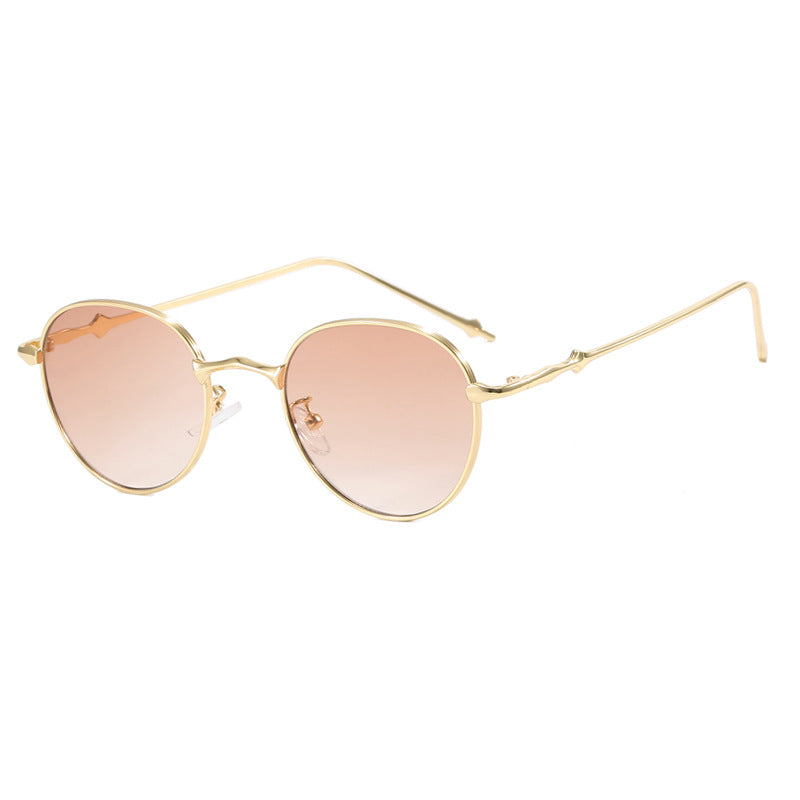 New round retro metal four leaf star fashionable sunglasses