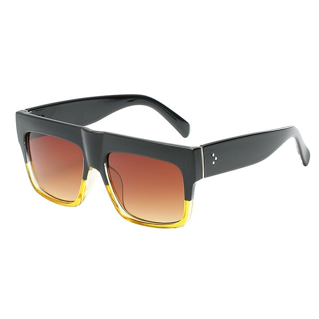 Vintage Lady Square Sunglasses Women Kim Kardashian Rivet Eyewear Flat Top Sun Glasses Female