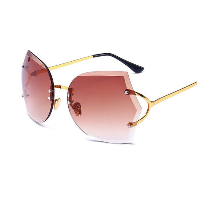 Cat Eye Eyeglasses Women Sunglasses Rimless Clear Eyewear Frame Purple Gradient Elegant Optics Rimless Sunglasses