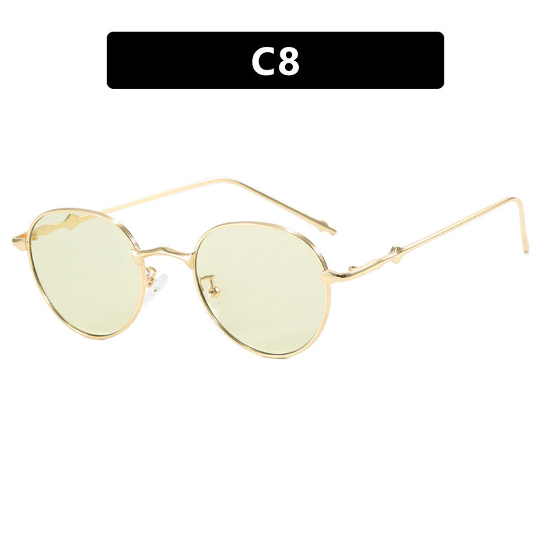 New round retro metal four leaf star fashionable sunglasses