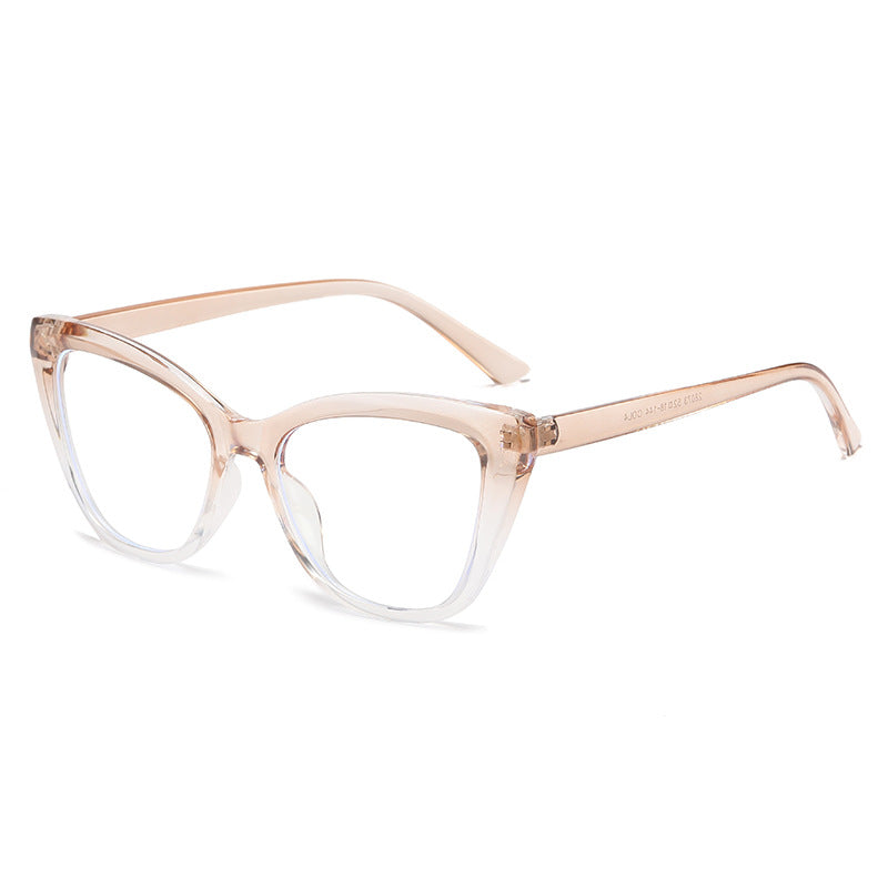 Color blocking anti blue light cat eye flat mirror new style glasses frame fashionable and versatile plain glasses frame