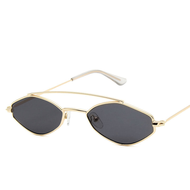 Sunglasses for women, fashionable polygonal small frame sunglasses for men, personalized double bridge glasses