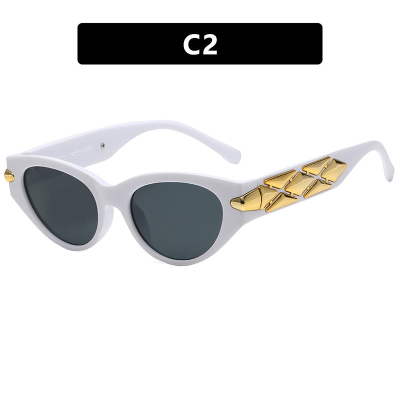 Triangle cat eye sunglasses for women, fashionable small frame sunglasses for street photography, modern retro sunglasses, high-end feel