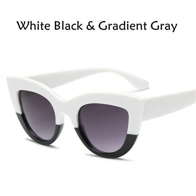 Cat Eye Women Sunglasses Tinted Color Lens Men Vintage Shaped Sun Glasses Female Eyewear Blue Sunglasses