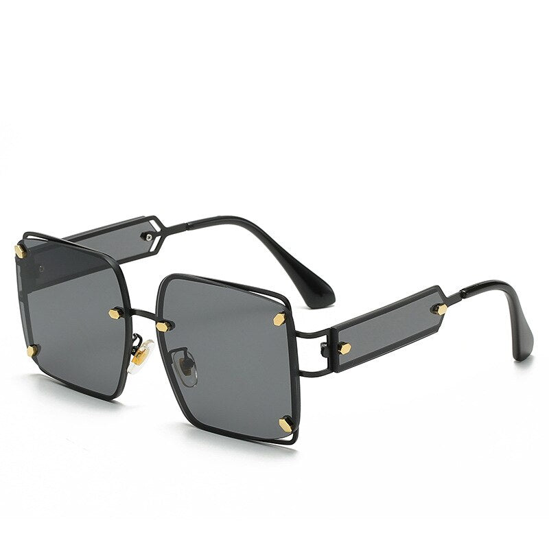 Classic Luxury Brand Designer Big Frame Square Sunglasses Men Women Fashion Vintage Punk Oversized Metal Sun Glasses Eyewear