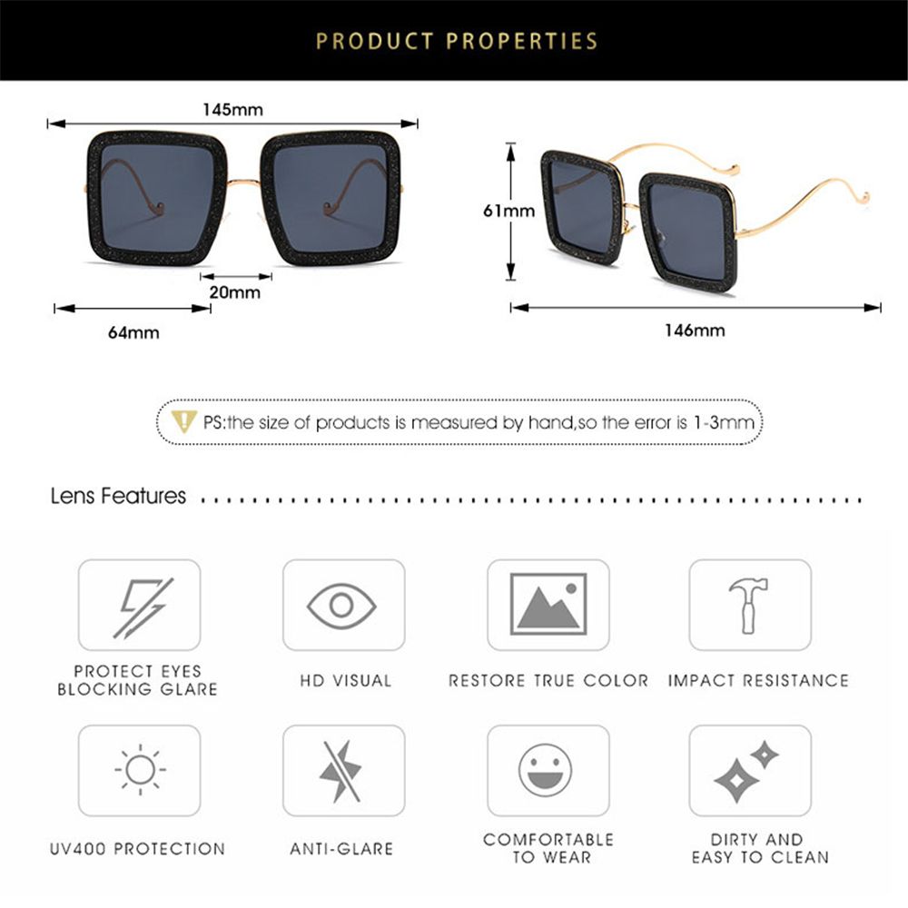 Oversized Sunglasses Women Square Luxury Diamond Shiny Crystal Sun Glasses Men UV400 Shades Eyewear