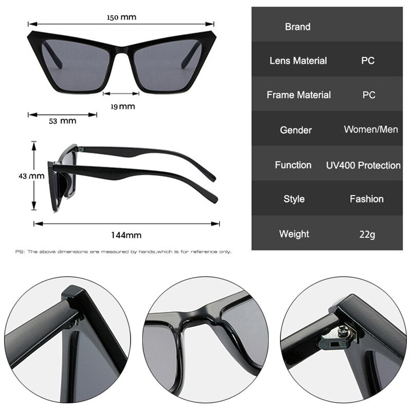 Fashion Retro Cat Eye Sunglasses Green Yellow Shades Eyewear for Women/Men Gradient Glasses