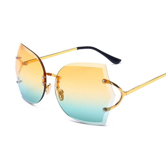Cat Eye Eyeglasses Women Sunglasses Rimless Clear Eyewear Frame Purple Gradient Elegant Optics Rimless Sunglasses