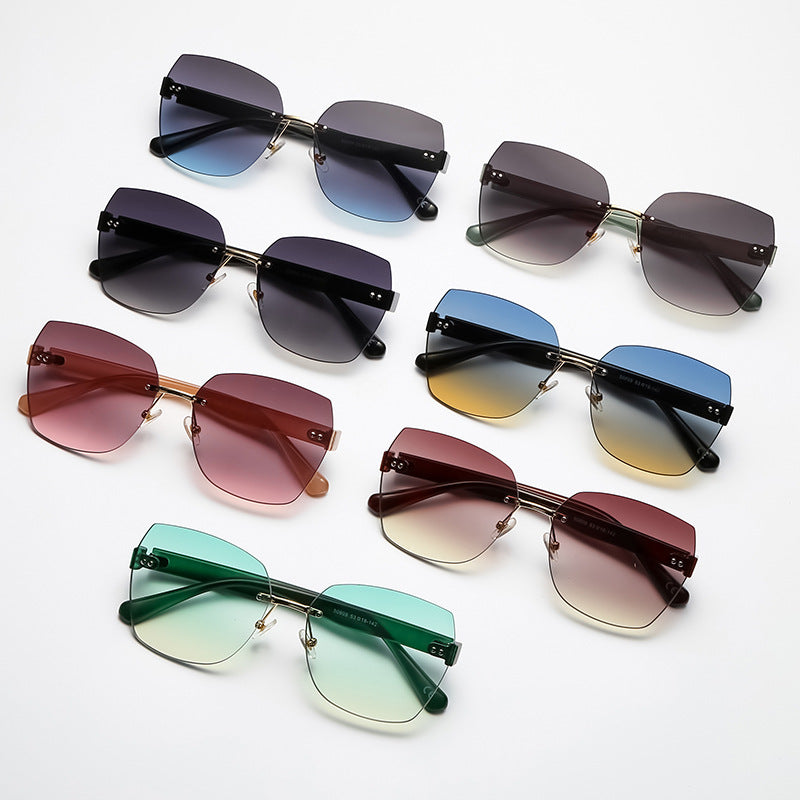New Style Fashionable Large Frame Cut Edge Sunglasses Street Photography Trend Color Sunglasses Wear Glasses