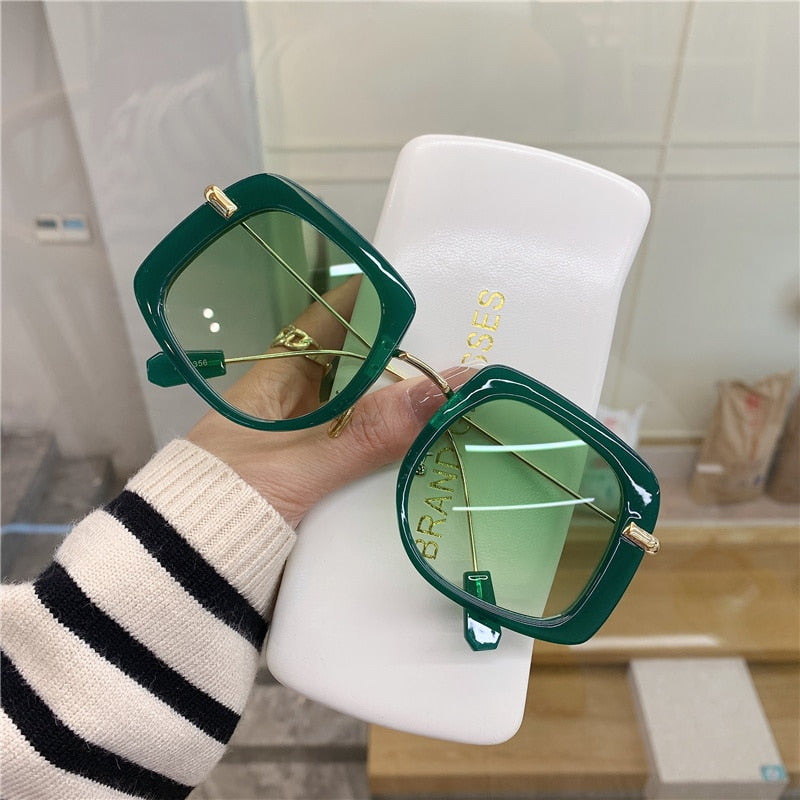 Vintage Women's Sunglasses For Female Male Sun Glasses Brand Designer Big Frame Colorful Eyewear UV400