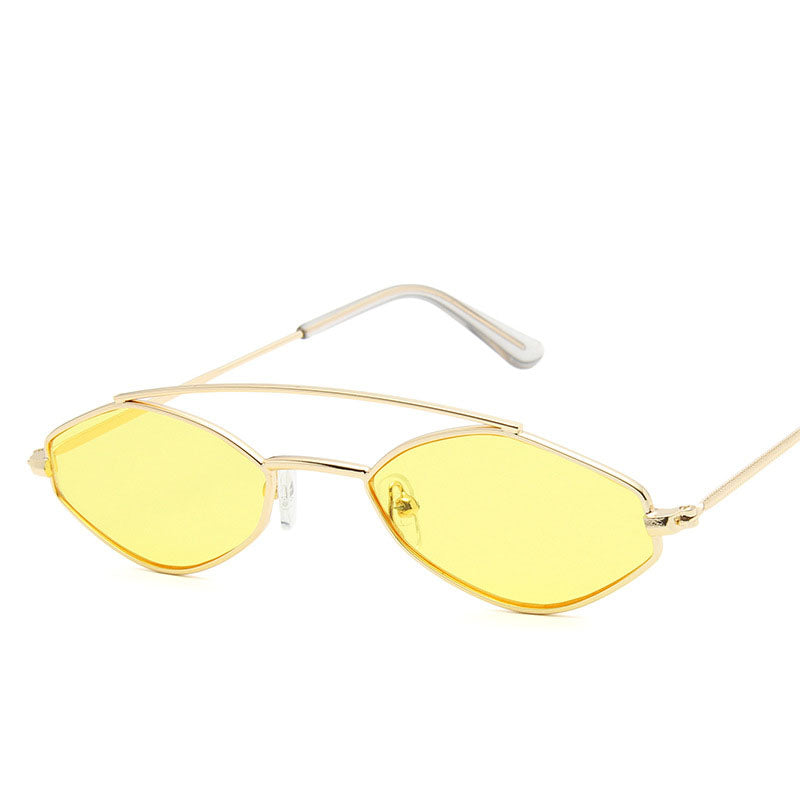 Sunglasses for women, fashionable polygonal small frame sunglasses for men, personalized double bridge glasses