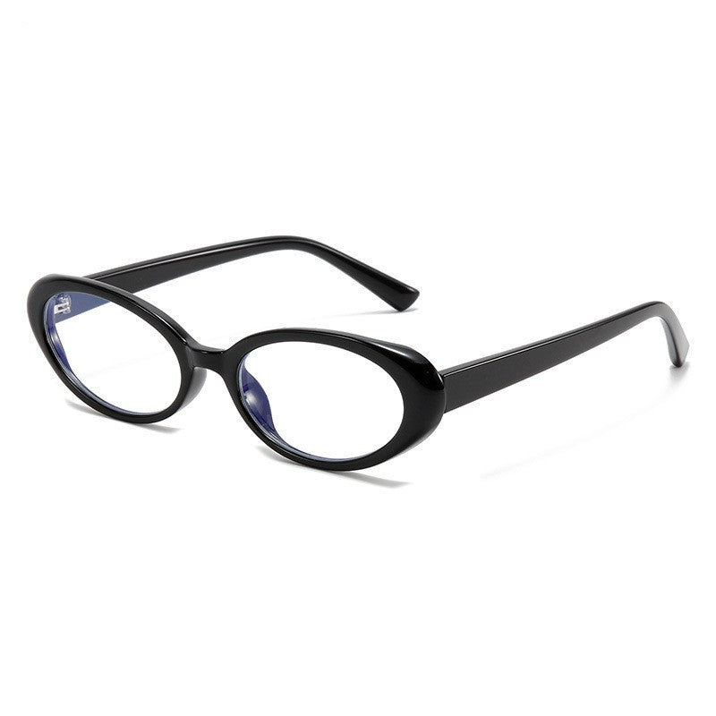 Retro oval eyeglass frame, anti blue light fashionable, can be matched with prescription plain glasses, can be matched with myopia eyeglass frame, college