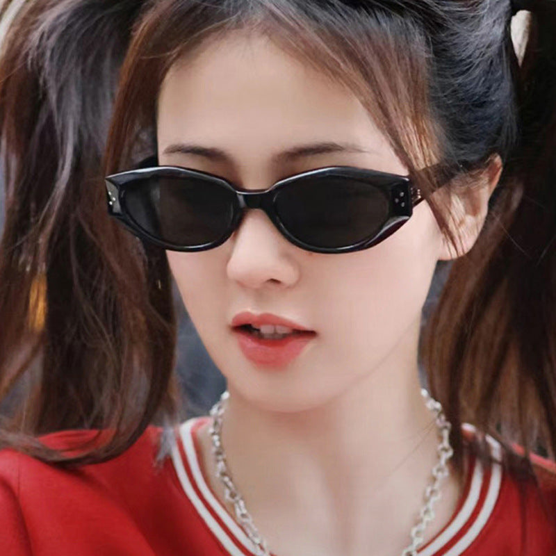 Mi nail small frame spicy girl same style small frame fashionable decoration trendy sunshade concave shaped sunglasses