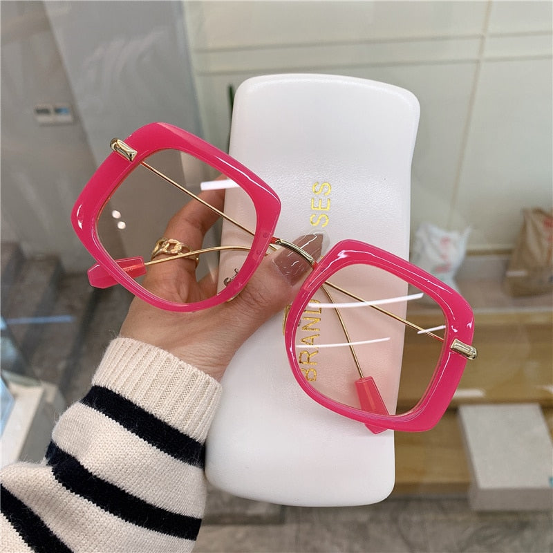 Vintage Women's Sunglasses For Female Male Sun Glasses Brand Designer Big Frame Colorful Eyewear UV400