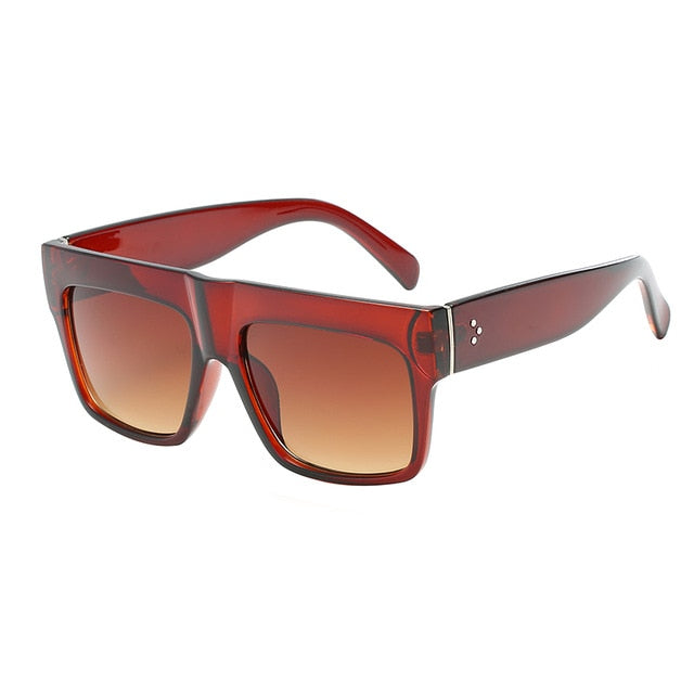 Vintage Lady Square Sunglasses Women Kim Kardashian Rivet Eyewear Flat Top Sun Glasses Female