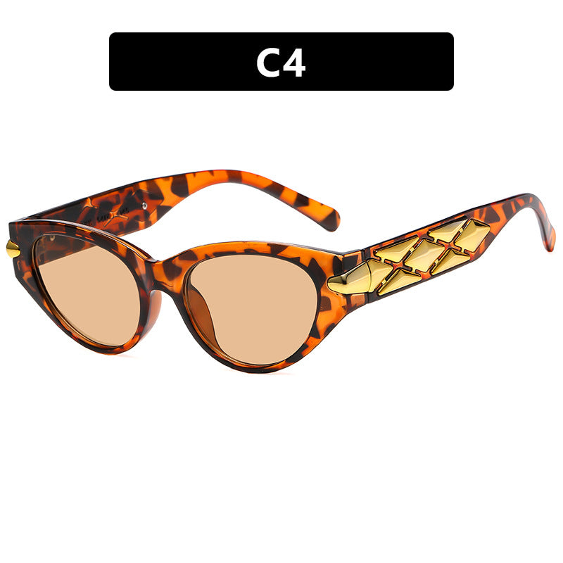 Triangle cat eye sunglasses for women, fashionable small frame sunglasses for street photography, modern retro sunglasses, high-end feel