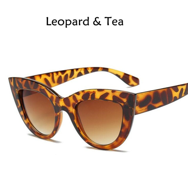 Cat Eye Women Sunglasses Tinted Color Lens Men Vintage Shaped Sun Glasses Female Eyewear Blue Sunglasses
