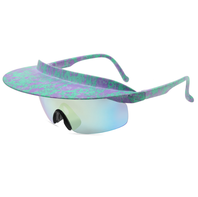 New large frame riding glasses for men and women's fashionable colorful hat sunglasses personalized brim sunglasses