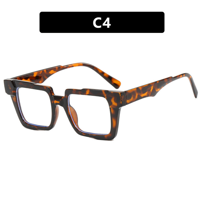 Square color blocked glasses frame, anti blue light flat lens, fashionable ins glasses frame, high-end feel, exaggerated personality, female