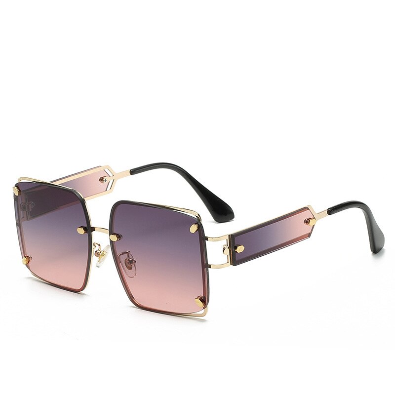 Classic Luxury Brand Designer Big Frame Square Sunglasses Men Women Fashion Vintage Punk Oversized Metal Sun Glasses Eyewear