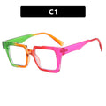 Square color blocked glasses frame, anti blue light flat lens, fashionable ins glasses frame, high-end feel, exaggerated personality, female