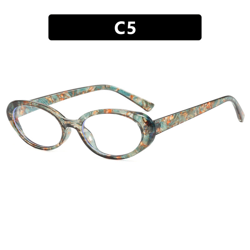 Retro oval fashionable glasses frame anti blue light millennium can be matched with myopia degree plain face glasses frame women's glasses frame