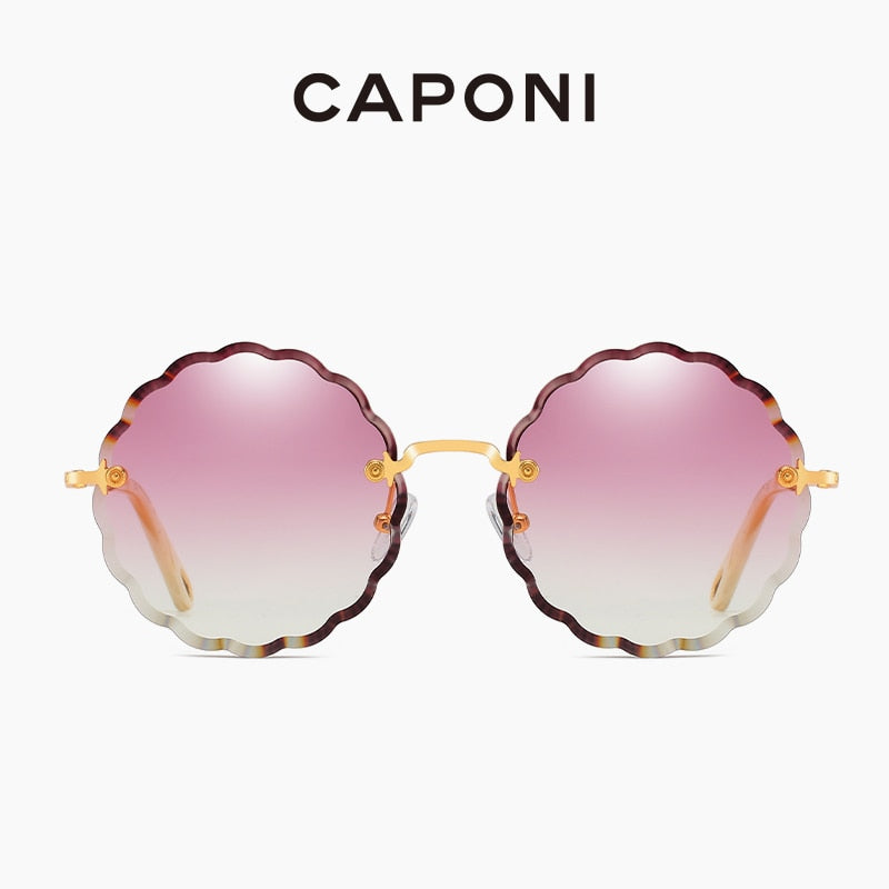 Rimless Sunglasses Women Rosie Flower Shaped Round Women's Fashion Gradient Glasses Trendy Vintage Designer Eyewear