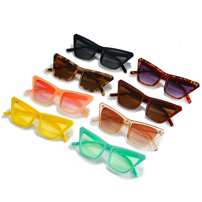 Fashion Retro Cat Eye Sunglasses Green Yellow Shades Eyewear for Women/Men Gradient Glasses