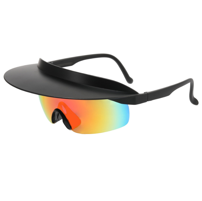 New large frame riding glasses for men and women's fashionable colorful hat sunglasses personalized brim sunglasses