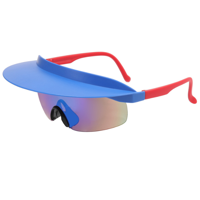 New large frame riding glasses for men and women's fashionable colorful hat sunglasses personalized brim sunglasses
