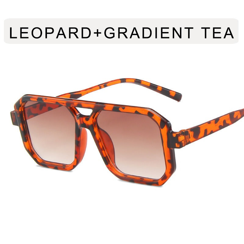 Retro double beam sunglasses, European and American new personalized small frame sunglasses, fashionable retro square minimalist sunglasses trend