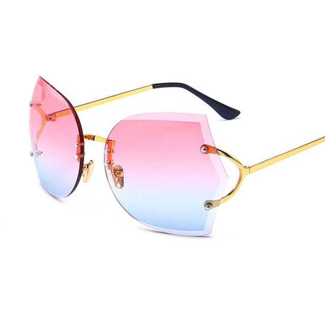 Cat Eye Eyeglasses Women Sunglasses Rimless Clear Eyewear Frame Purple Gradient Elegant Optics Rimless Sunglasses