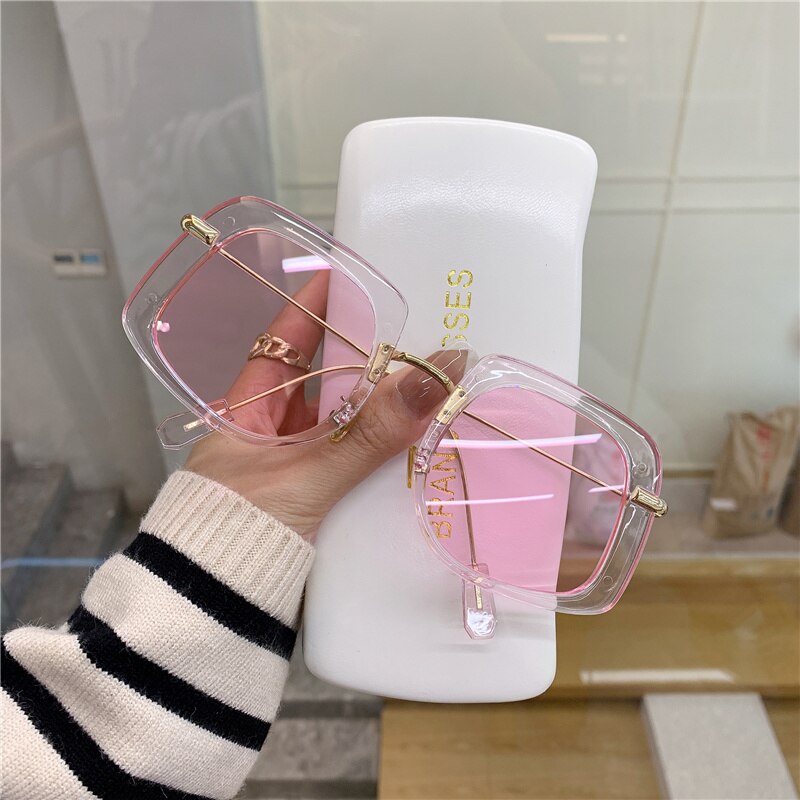 Vintage Women's Sunglasses For Female Male Sun Glasses Brand Designer Big Frame Colorful Eyewear UV400