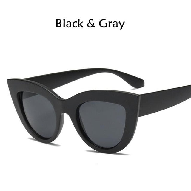 Cat Eye Women Sunglasses Tinted Color Lens Men Vintage Shaped Sun Glasses Female Eyewear Blue Sunglasses