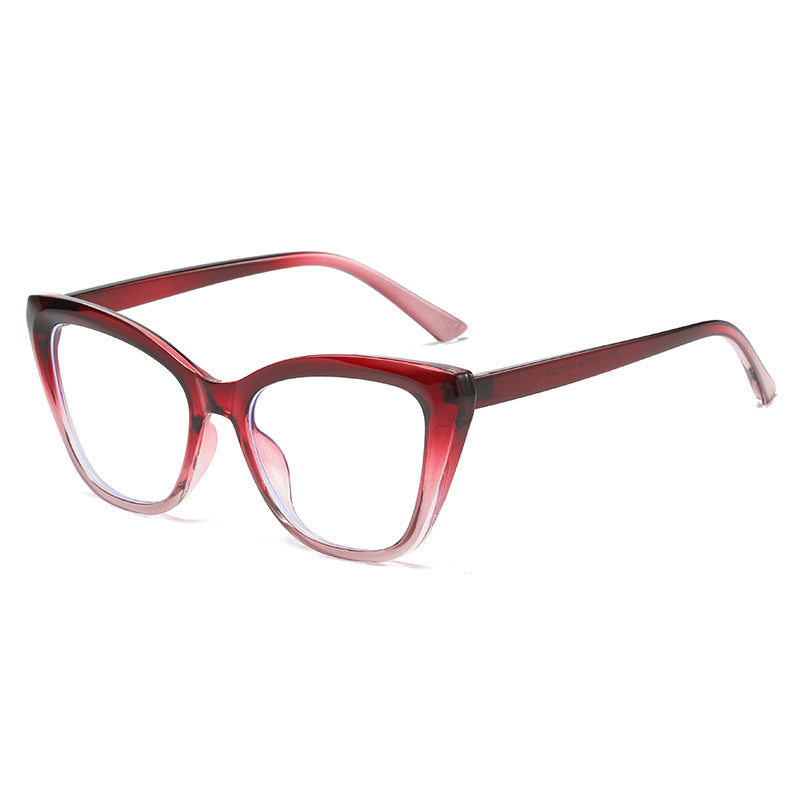 Color blocking anti blue light cat eye flat mirror new style glasses frame fashionable and versatile plain glasses frame