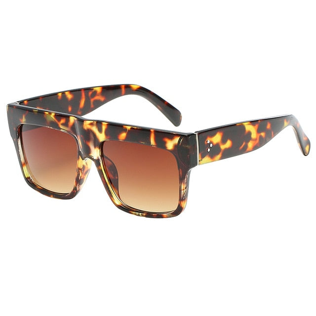 Vintage Lady Square Sunglasses Women Kim Kardashian Rivet Eyewear Flat Top Sun Glasses Female