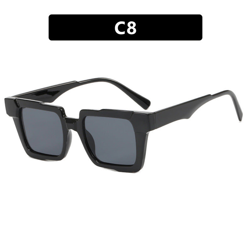 Square color blocked glasses frame, anti blue light flat lens, fashionable ins glasses frame, high-end feel, exaggerated personality, female