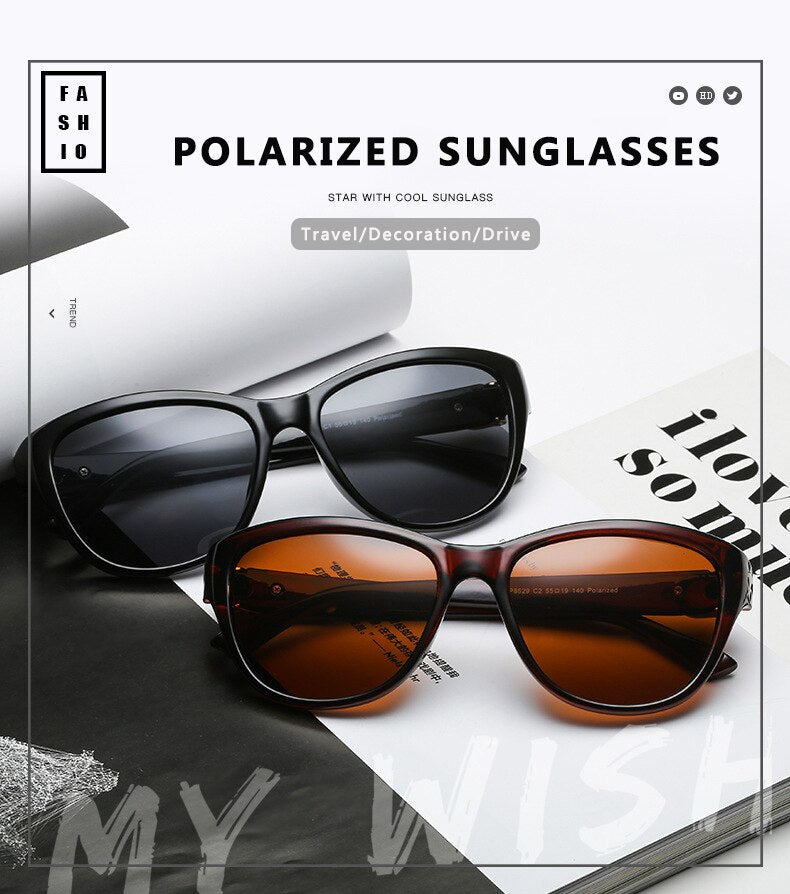 Luxury Brand Design Cat Eye Polarized Sunglasses Men Women Lady Elegant Sun Glasses Female Driving Eyewear Oculos De Sol