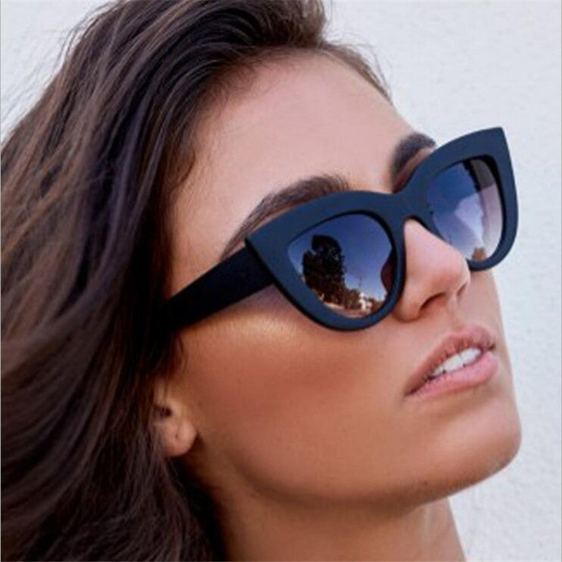 Cat Eye Women Sunglasses Tinted Color Lens Men Vintage Shaped Sun Glasses Female Eyewear Blue Sunglasses