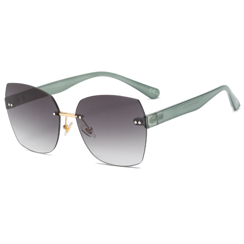 New Style Fashionable Large Frame Cut Edge Sunglasses Street Photography Trend Color Sunglasses Wear Glasses