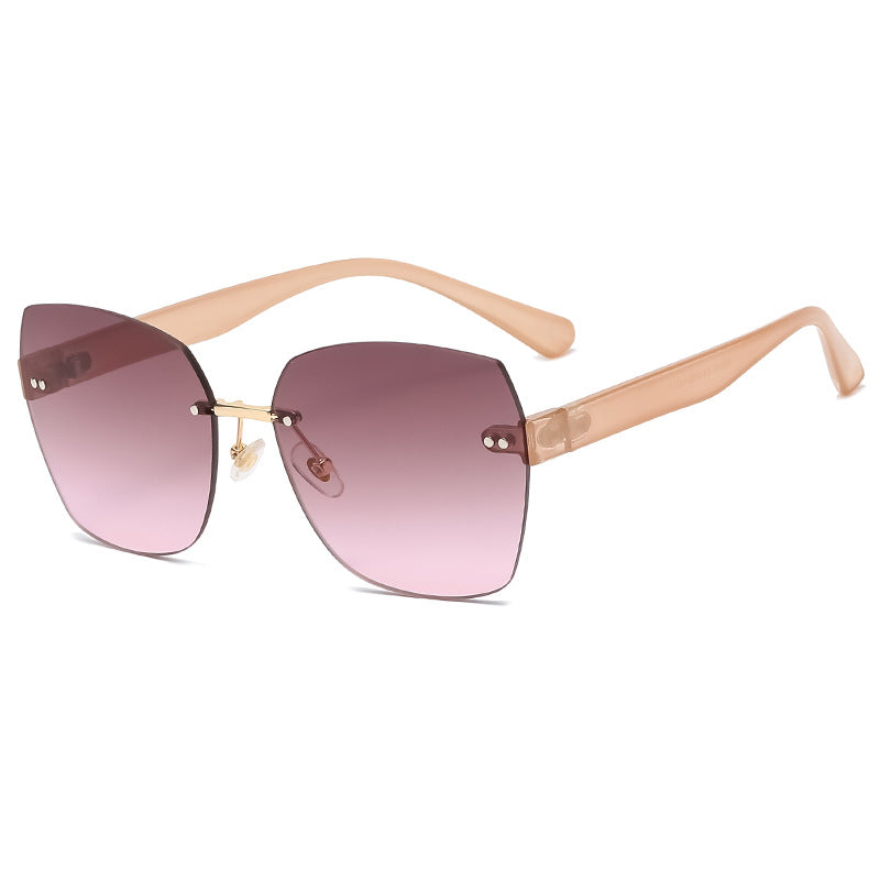 New Style Fashionable Large Frame Cut Edge Sunglasses Street Photography Trend Color Sunglasses Wear Glasses