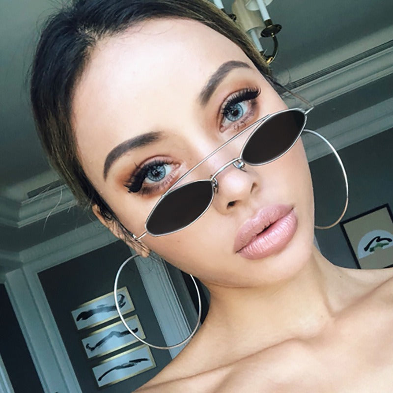 Sunglasses for women, fashionable polygonal small frame sunglasses for men, personalized double bridge glasses
