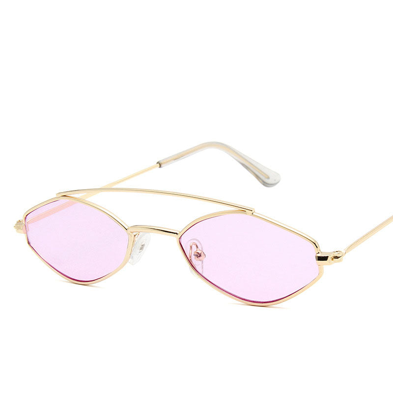 Sunglasses for women, fashionable polygonal small frame sunglasses for men, personalized double bridge glasses