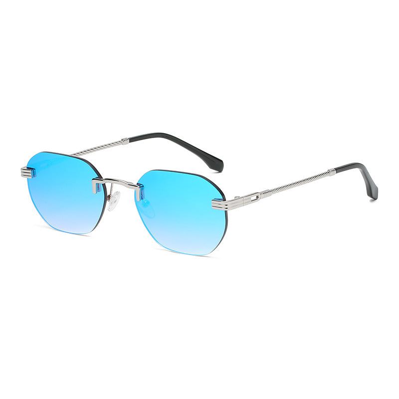 New Vintage Color Film Rimless Sunglasses For Men And Women Small Frame Street Hip-Hop Fashionable Sunglasses Trend Glasses