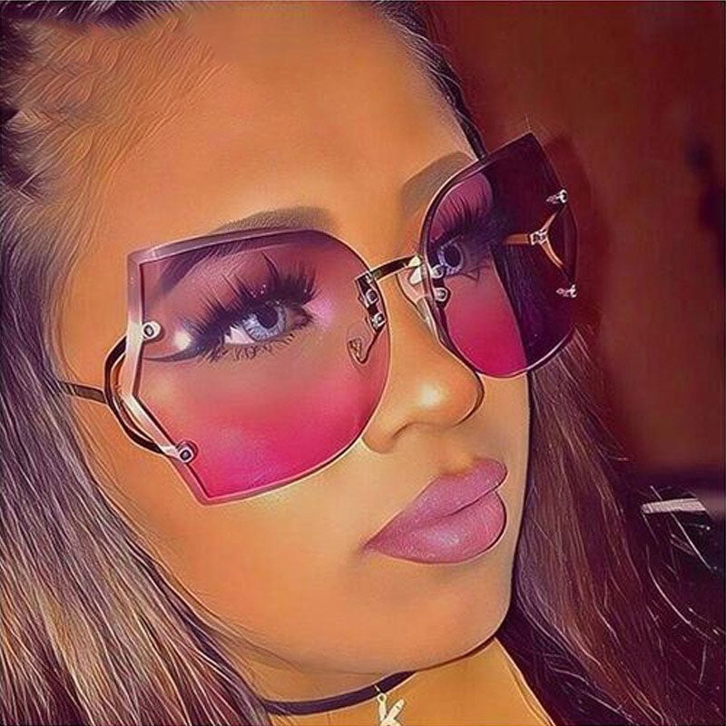 Cat Eye Eyeglasses Women Sunglasses Rimless Clear Eyewear Frame Purple Gradient Elegant Optics Rimless Sunglasses