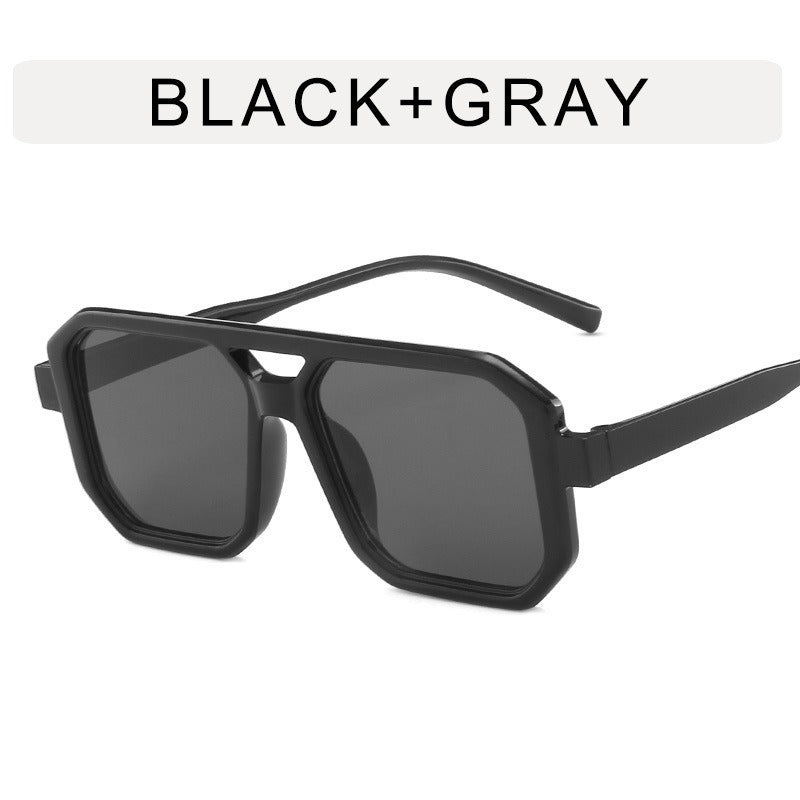 Retro double beam sunglasses, European and American new personalized small frame sunglasses, fashionable retro square minimalist sunglasses trend