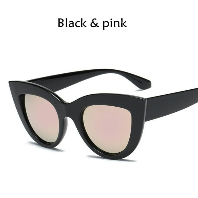 Cat Eye Women Sunglasses Tinted Color Lens Men Vintage Shaped Sun Glasses Female Eyewear Blue Sunglasses