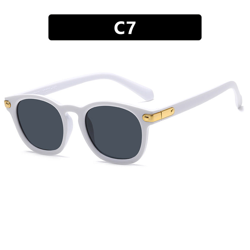 Retro round frame sunglasses for men, new ins sunscreen street photography, personalized and fashionable sunglasses